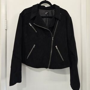 Torrid Black Faux Suede Moto Jacket Size Large Zipper Zip Up